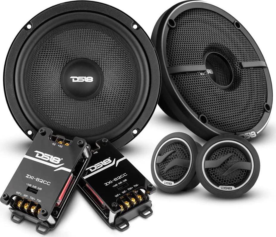 DS18, DS18 ZXI-62C 6.5 2- Way Car Audio Component Speaker System with Kevlar Cone - Set of Woofer, Crossover and Tweeter