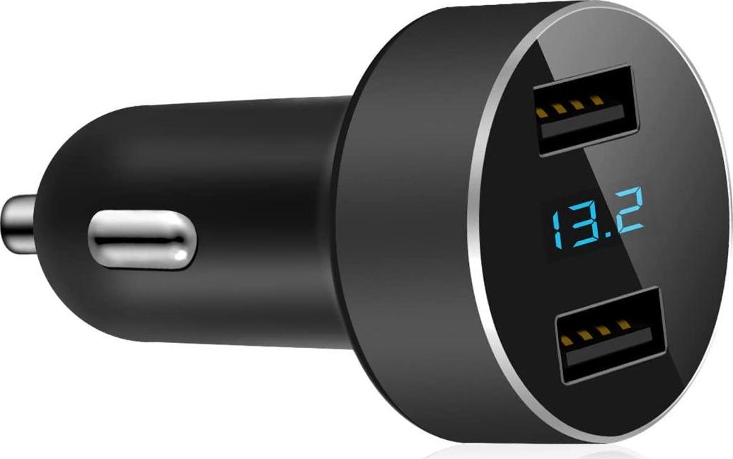 LIHAN, Dual USB Car Charger,Output 4.8A Car Adapter,LED Voltage Monitor for iPhone,iPad,Samsung,LG,Google Nexus,Other USB Devices (Black)