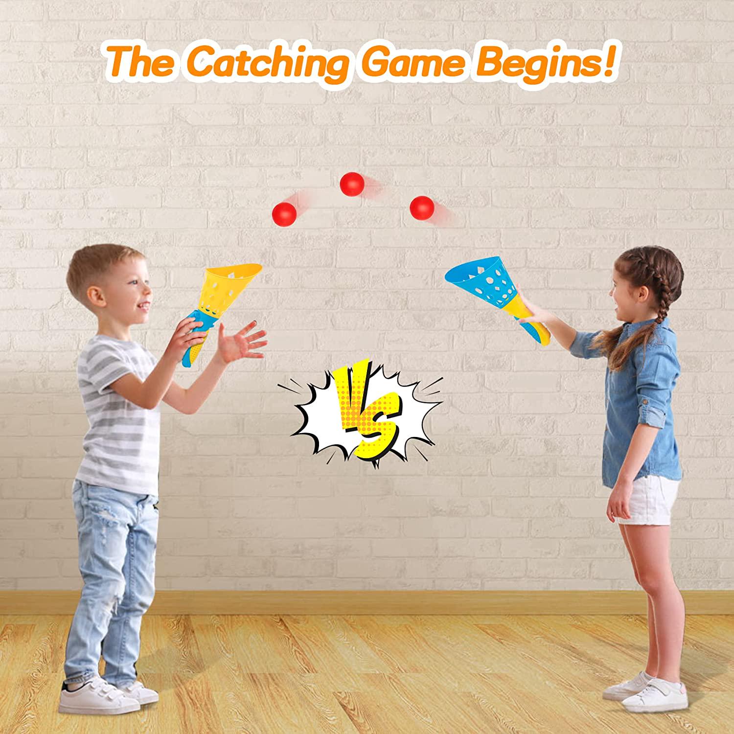 DuduLand, DuduLand 2 Catch Launcher Baskets and 6 Balls Outdoor Toys-- Sports Outdoor Play Toys Pop Catch Ball Games for Kids and Adults,Ideal Gifts!