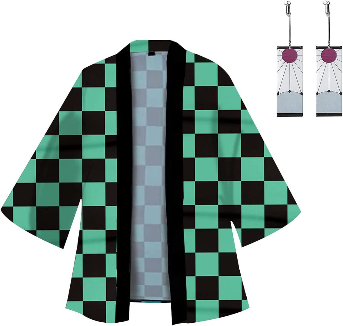 Duwseal, Duwseal Kamado Tanjirou Nezuko Giyuu Zenitsu Robes Costume Cosplay Cardigan Jacket Earrings Set