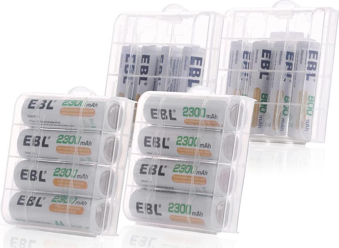EBL, EBL 16-Pack AA Rechargeable Battery High Capacity 2300mAh Ni-MH Rechargeable AA Ni-MH Batteries (Battery Case Included)