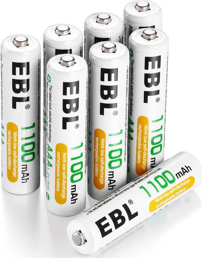 EBL, EBL 8 Pack AAA 1100mAh High Capacity Rechargeable Batteries 1.2V Ni-MH AAA Battery (Battery Case Included)