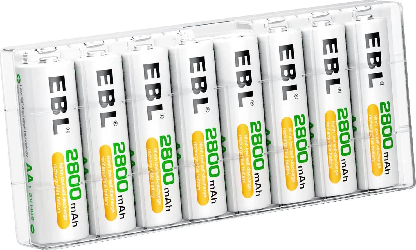 EBL, EBL AA Batteries Precharged 2800mAh High Capacity Ni-MH AA Rechargeable Batteries Pack of 8
