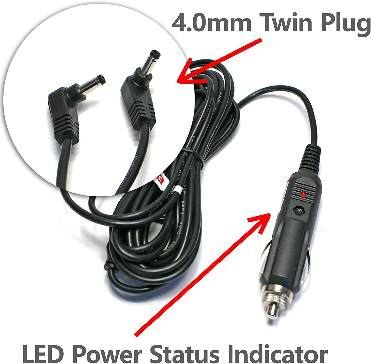 EDOTech, EDO Tech 11' Car Charger Adapter Power Cord for Philips 7 9 10 inches Dual Screen Headrest Portable DVD Player Pet9402/37 Pet708/37 Pd7012/37 Pd9012/37 Pd9016/37