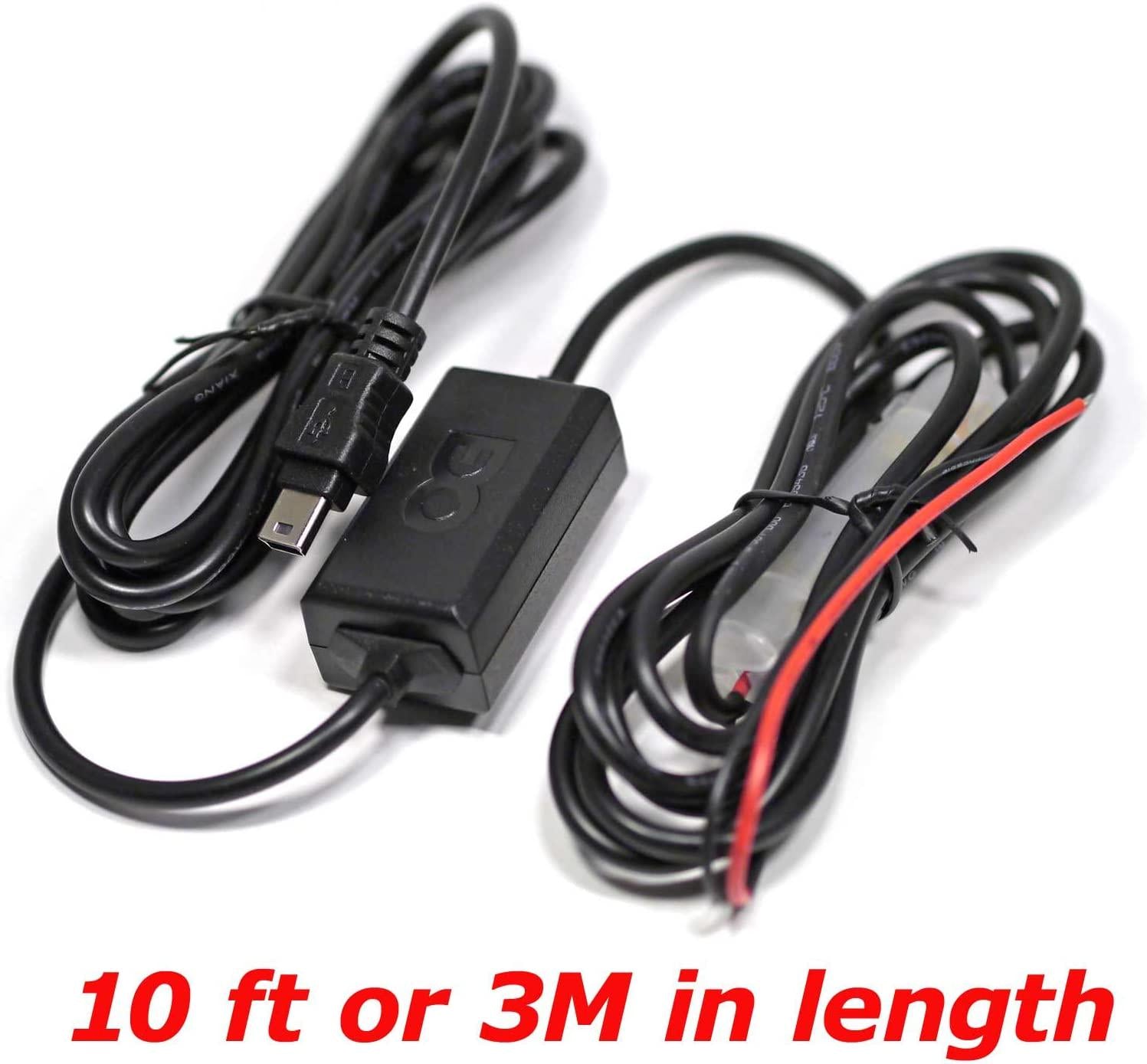 EDOTech, EDO Tech Compact 5V Mini USB Direct Hardwire Car Charger Power Cord Cable Kit for Rexing V1 Blackbox G1W DVR Garmin Dash Cam 10 20 30 35 GDR 33 43 Vantrue R2 N1 N2 X1 X2 Vehicle Camera Recorder DVR