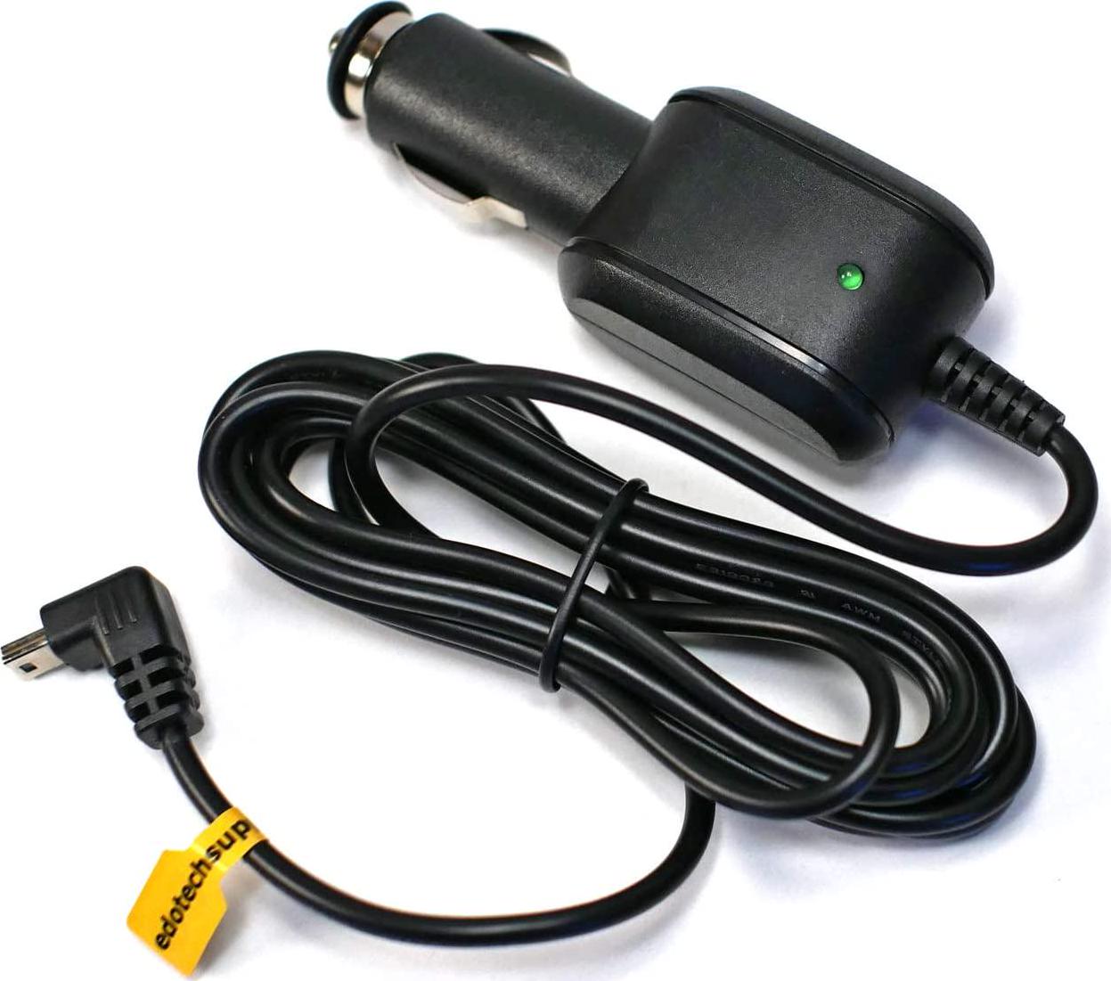 EDOTech, EDO Tech Mini USB Car Charger Power Cord for Garmin Nuvi 200 200w 205w 250 255w 260w 256w 1300 1350 1370 1390 1450 Dezl 560 570 760lmt 770lmthd 780lmt-s Navigator GPS (6.5 ft Long Cable)