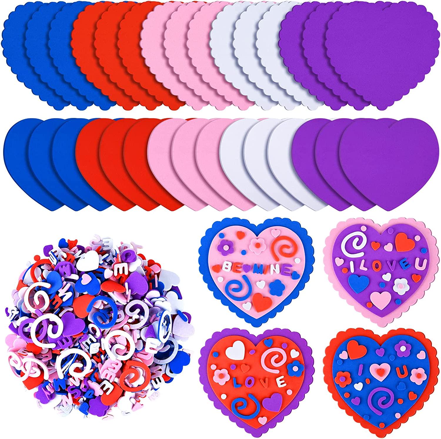 ELECLAND, ELECLAND 930 Pcs Valentines Day Foam Heart Craft Kit 30 Pieces Large Foam Hearts and 900 Pieces Self-Adhesive Small Foam Stickers for Valentine's Day Crafts for Kids DIY Supplies