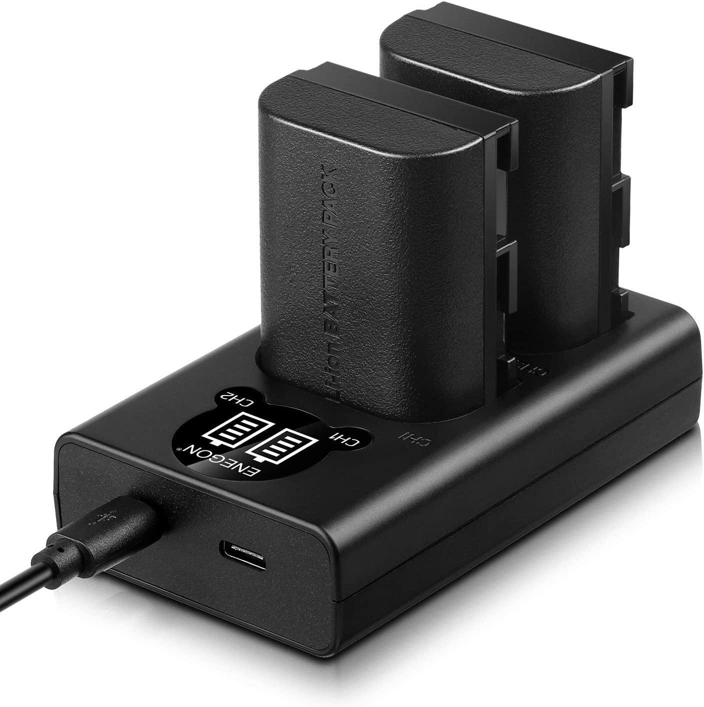 ENEGON, ENEGON LP-E6 Rechargeable Battery Pack (2pack) and Dual USB LED Charger, Compatible with Canon LP-E6, LP-E6N and Canon EOS 5D Mark II III IV, 5Ds, 5DS R, 6D, 7D, 7D Mark II, 60D, 70D, 80D