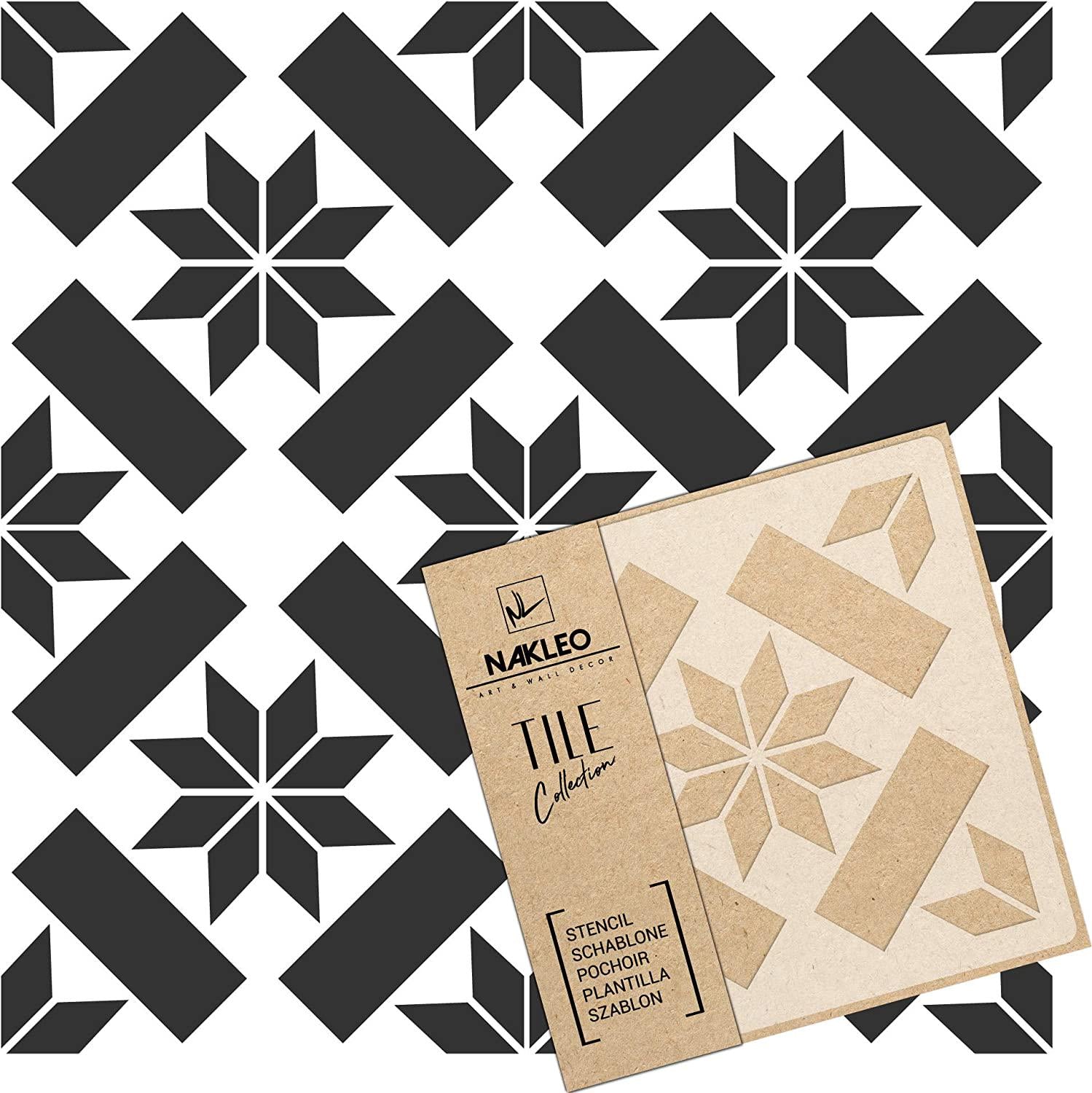 Nakleo, ERRADA Tile Reusable Plastic Stencil // Moroccan Geometric // Floor Wall (11.8x11.8 )