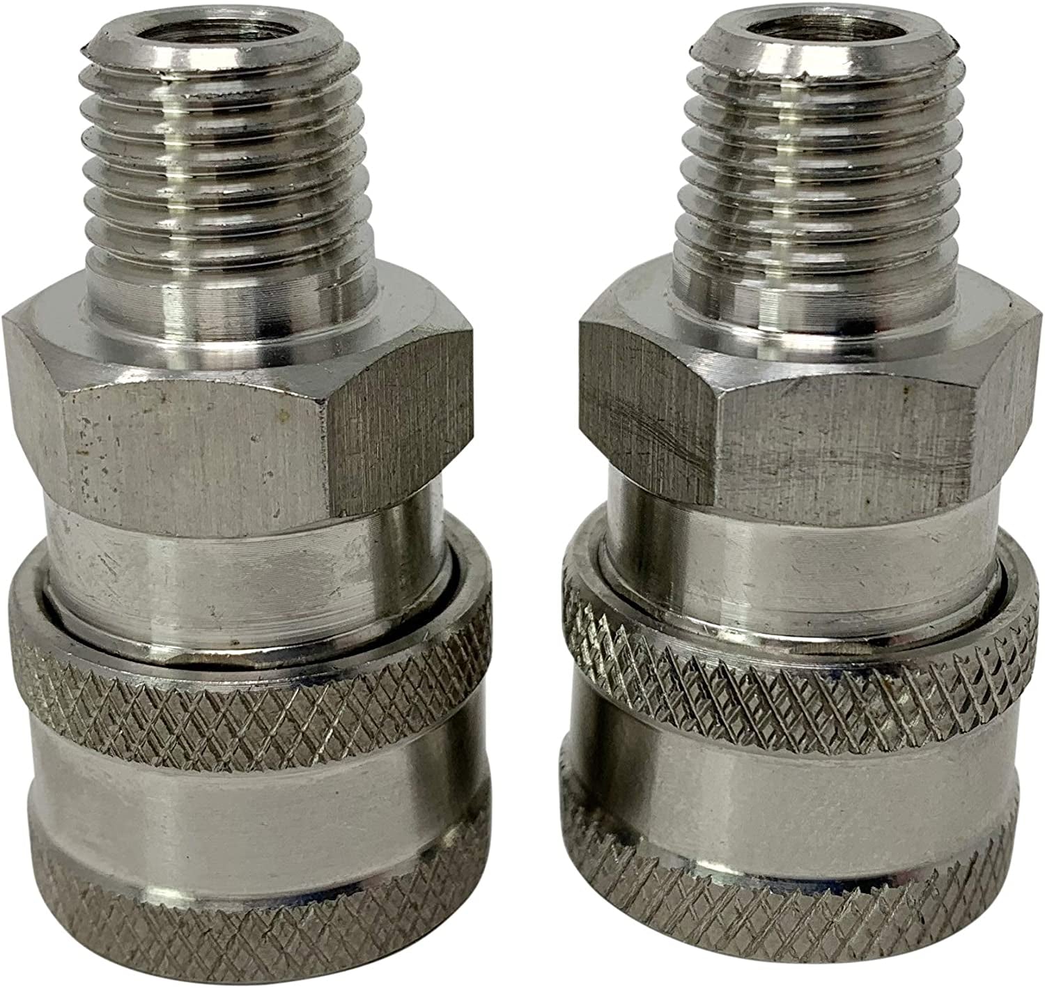ESSENTIAL WASHER, ESSENTIAL WASHER Pressure Washer Fittings 3/8" Stainless Steel Male NPT Quick Connect Couplers - 2-Pack Fitting Set (3/8 Inch MPT - Set of 2)