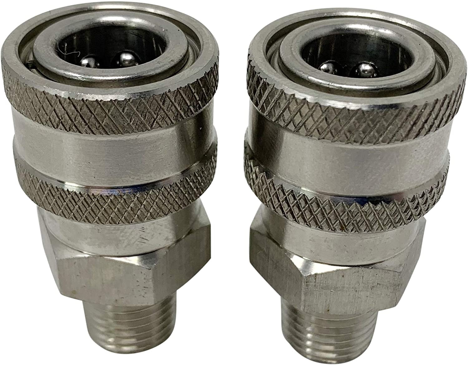 ESSENTIAL WASHER, ESSENTIAL WASHER Pressure Washer Fittings 3/8" Stainless Steel Male NPT Quick Connect Couplers - 2-Pack Fitting Set (3/8 Inch MPT - Set of 2)