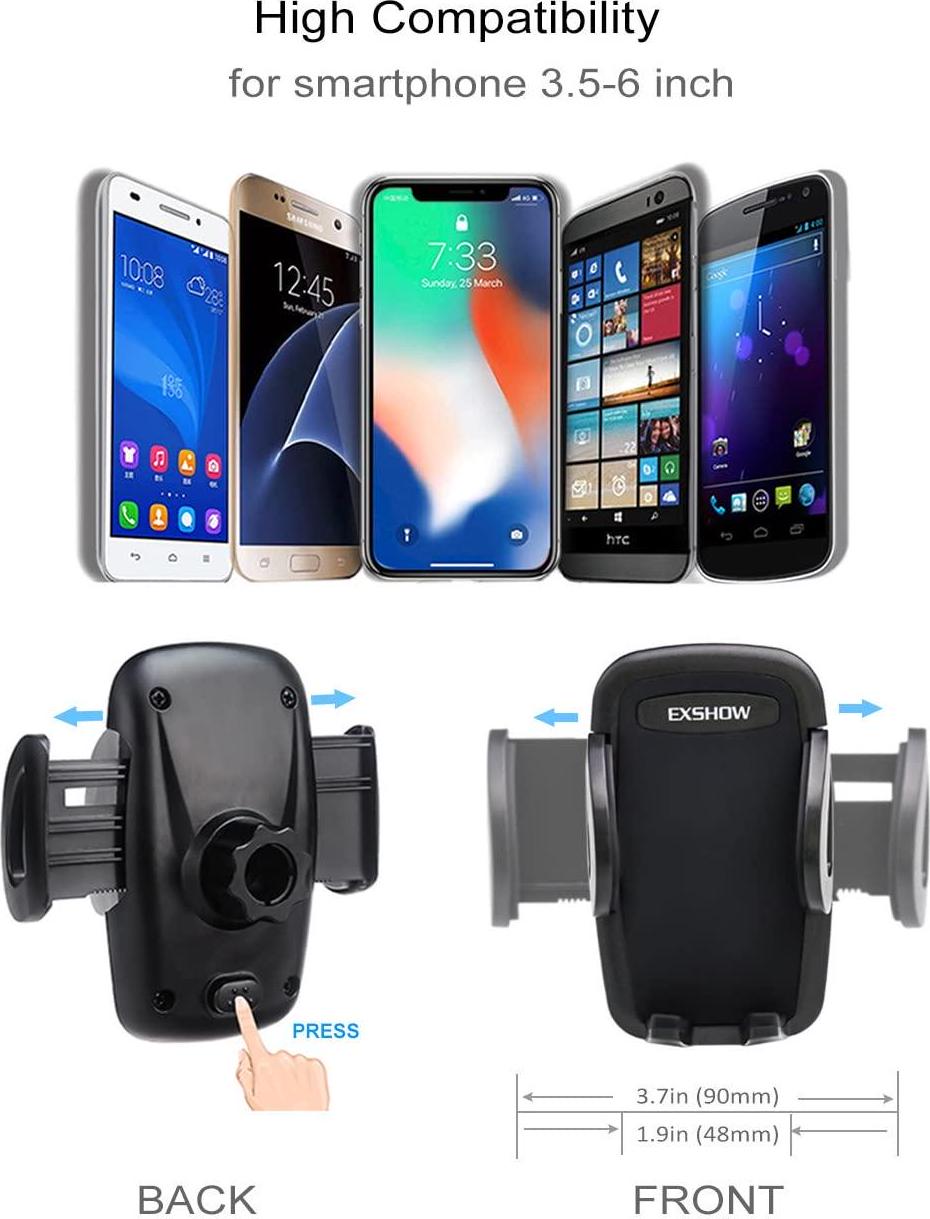 EXSHOW, EXSHOW Windshield Car Phone Mount for Cell Phones with LifeProof FRE Series Case