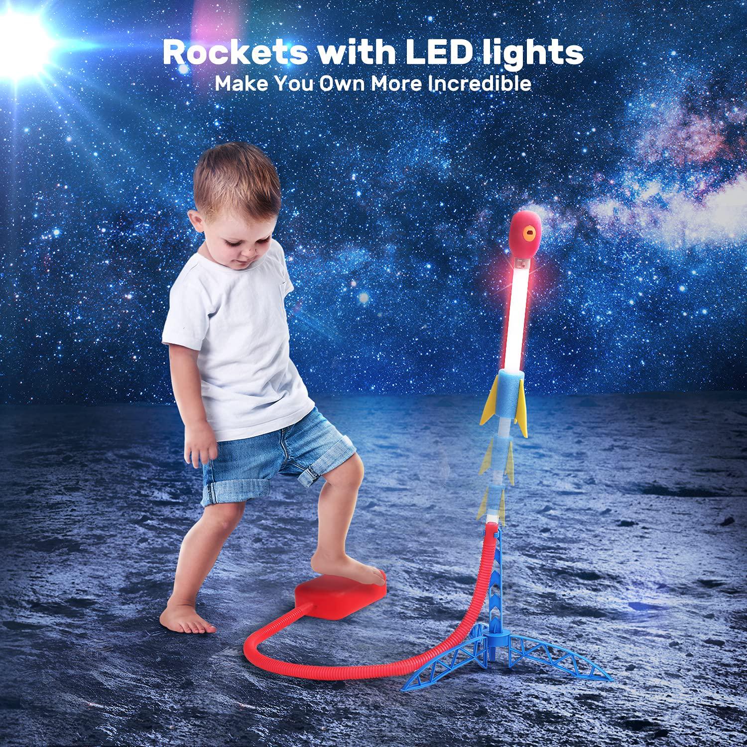 EagleStone, EagleStone Rocket Launcher for Kids Stomp Launch Toys with 3 LED Rockets Foam Tipped Rockets up to 100 Feet,Outdoor Rocket Stem Gift for Boys and Girls Ages 5 6 7 8,Great Outdoor for Outside Play
