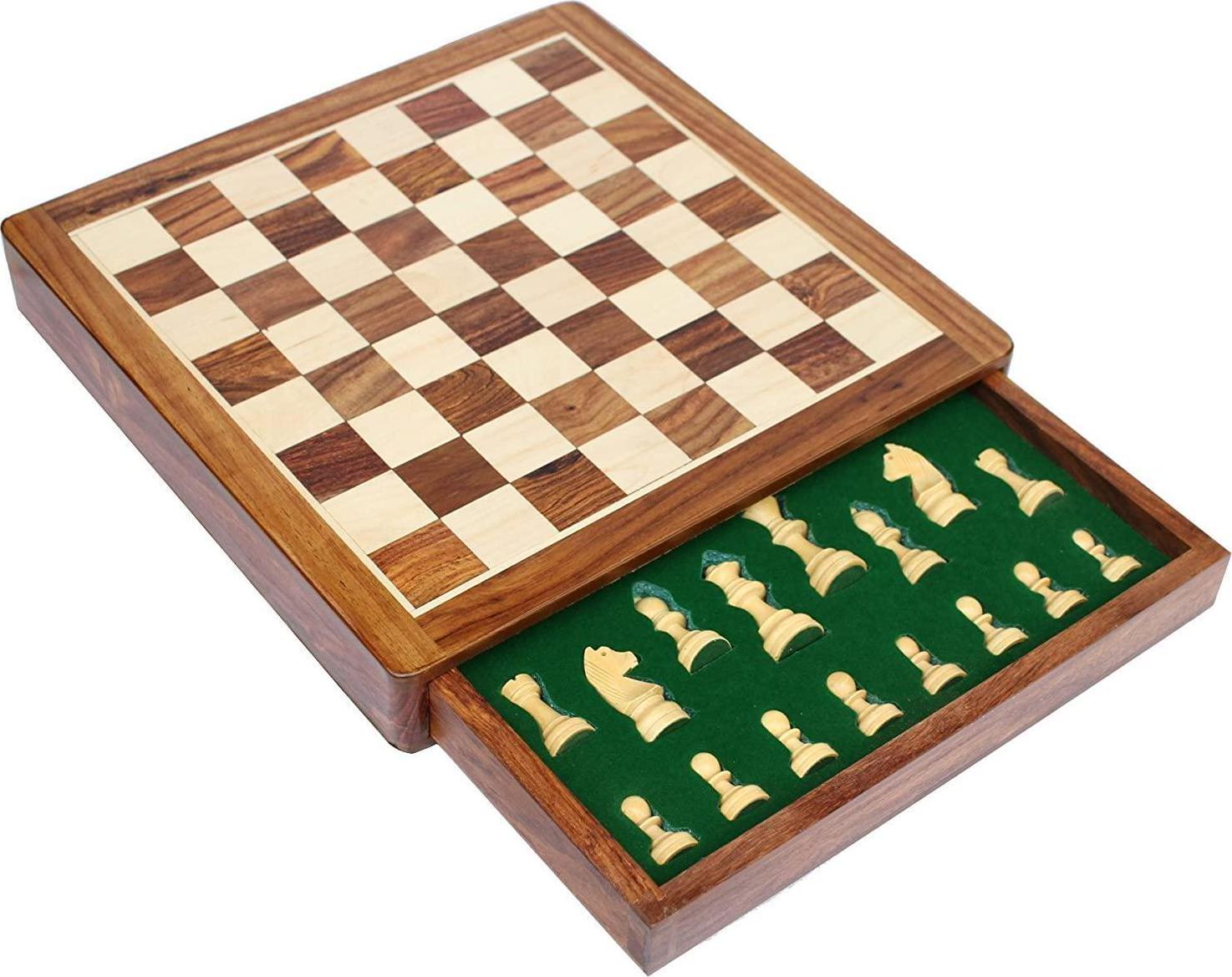 StonKraft, Early Black Fri Xmas Deal Sale - StonKraft Wooden Chess Board Game Set with Magnetic Pieces (12 x 12 Non-Folding with Drawer)