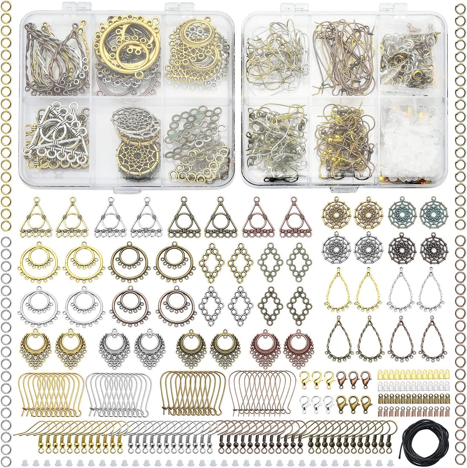 Rired 27, Earring Charms for Jewelry Making Supplies - Earring Making Kit Hypoallergenic, 24 Pair Bohemian Dangle Earring Charms Craft Set, with Earring Findings, String, for DIY, Arts and Crafts, Girl, Gift