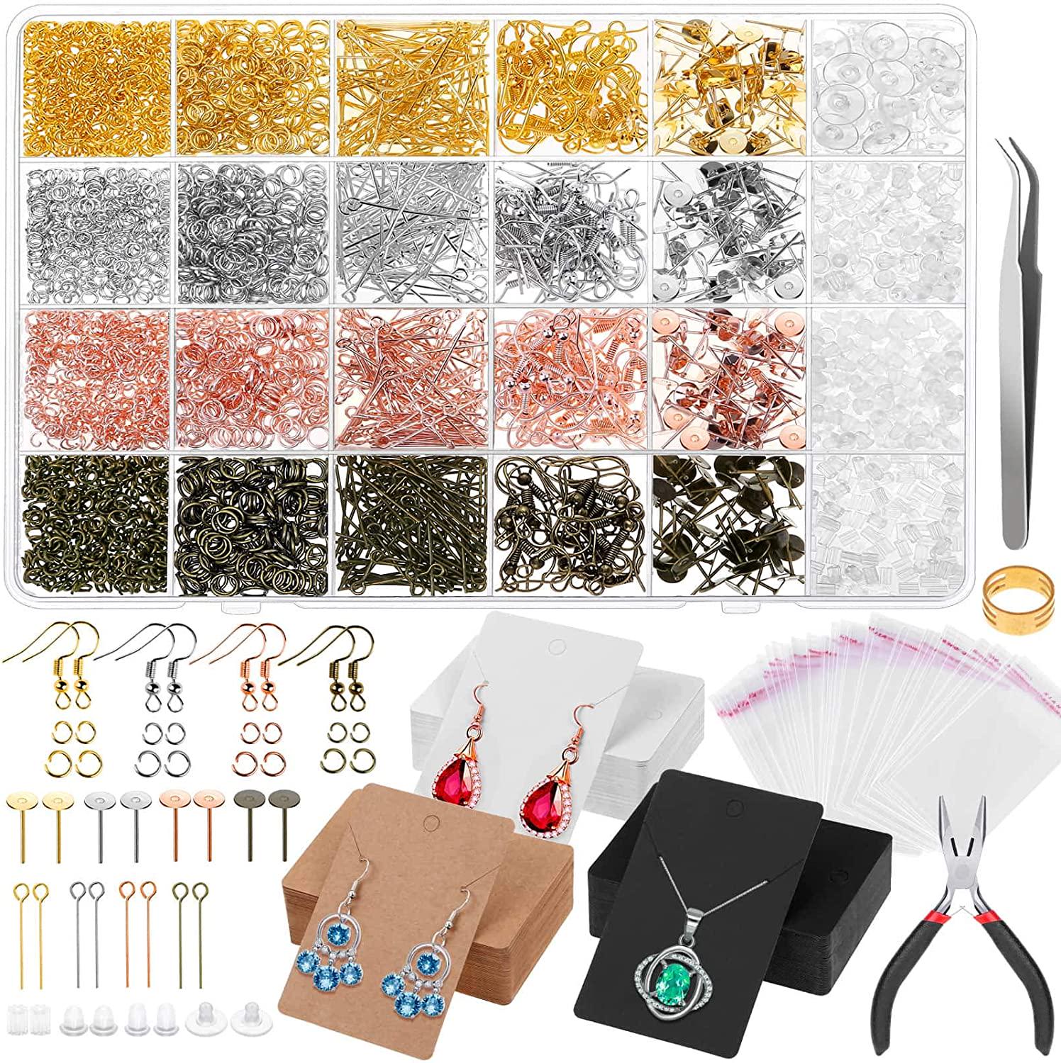 anezus, Earring Making Kit with Earring Cards, Anezus 3663Pcs Earring Making Supplies Kit with Earring Hooks, Earring Holder Cards, Earring Backs and Posts, Jump Rings for DIY Earring Jewelry Making