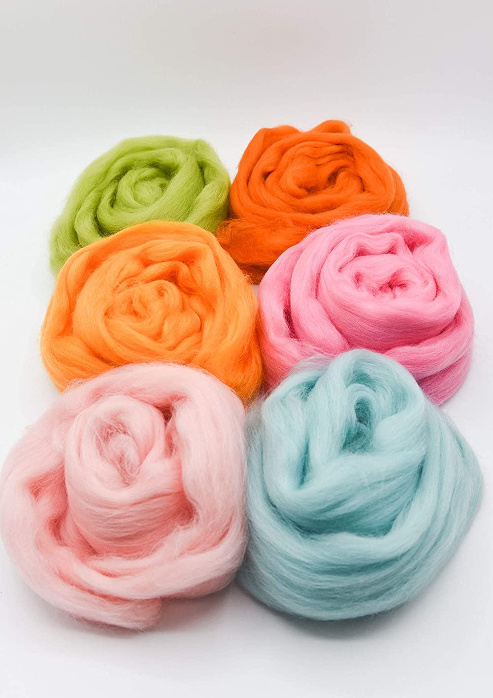 Hand Me a Craft, Easter Egg Wool Roving, Extra Fine Soft Combed Top Merino Wool 6-Pack Kit Roving with Storage Container for Needle Felting, Spinning Yarn, Fiber Arts and Crafts