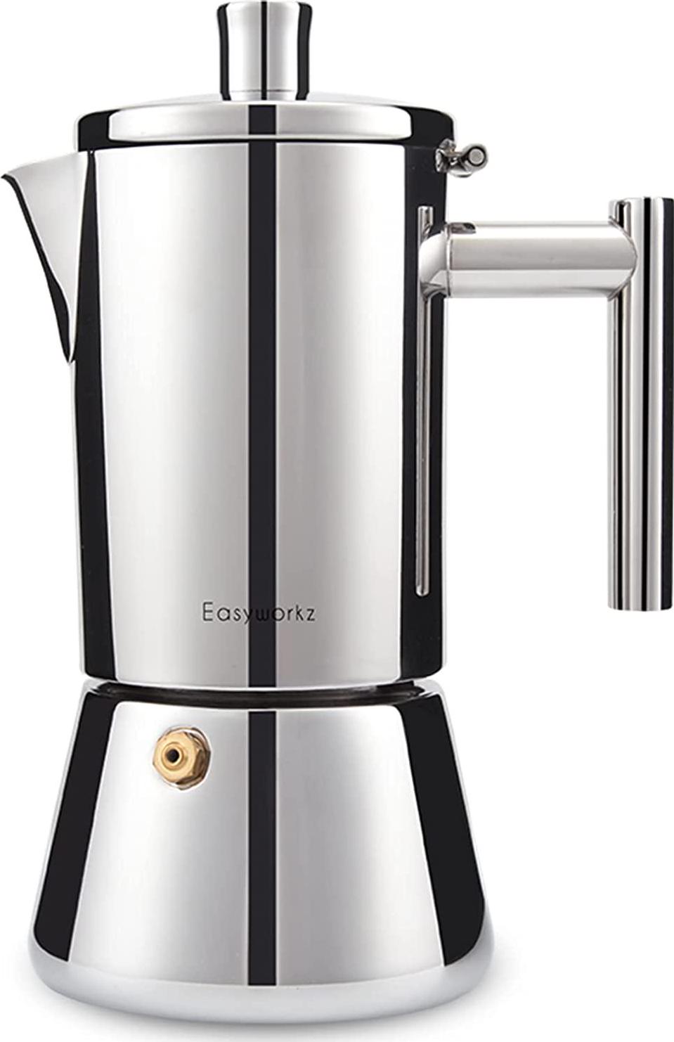 Easyworkz, Easyworkz Diego Stovetop Espresso Maker Stainless Steel Italian Coffee Machine 4Cup 200ml Induction Moka Pot