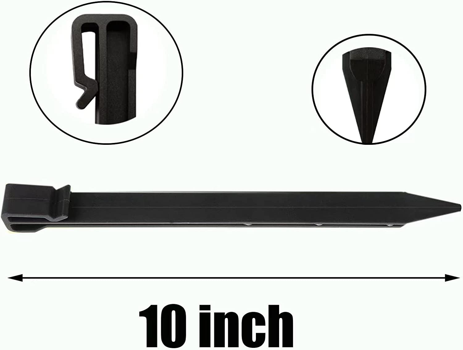 CAROYINO, Edging Stakes, 12 Pcs 10 Inch Heavy Duty Plastic Landscape Edging Stakes, Anchoring Spikes for Edging & Terrace Board (12, Black)