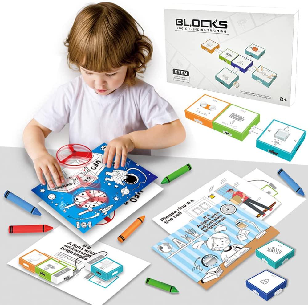 BNLLD, Educational Science Kit Building Blocks STEM Toys for Kids Logic Thinking Training Learning Electronics Programming Includes 16 STEM modules, 20 Pages Manual Ages 6+