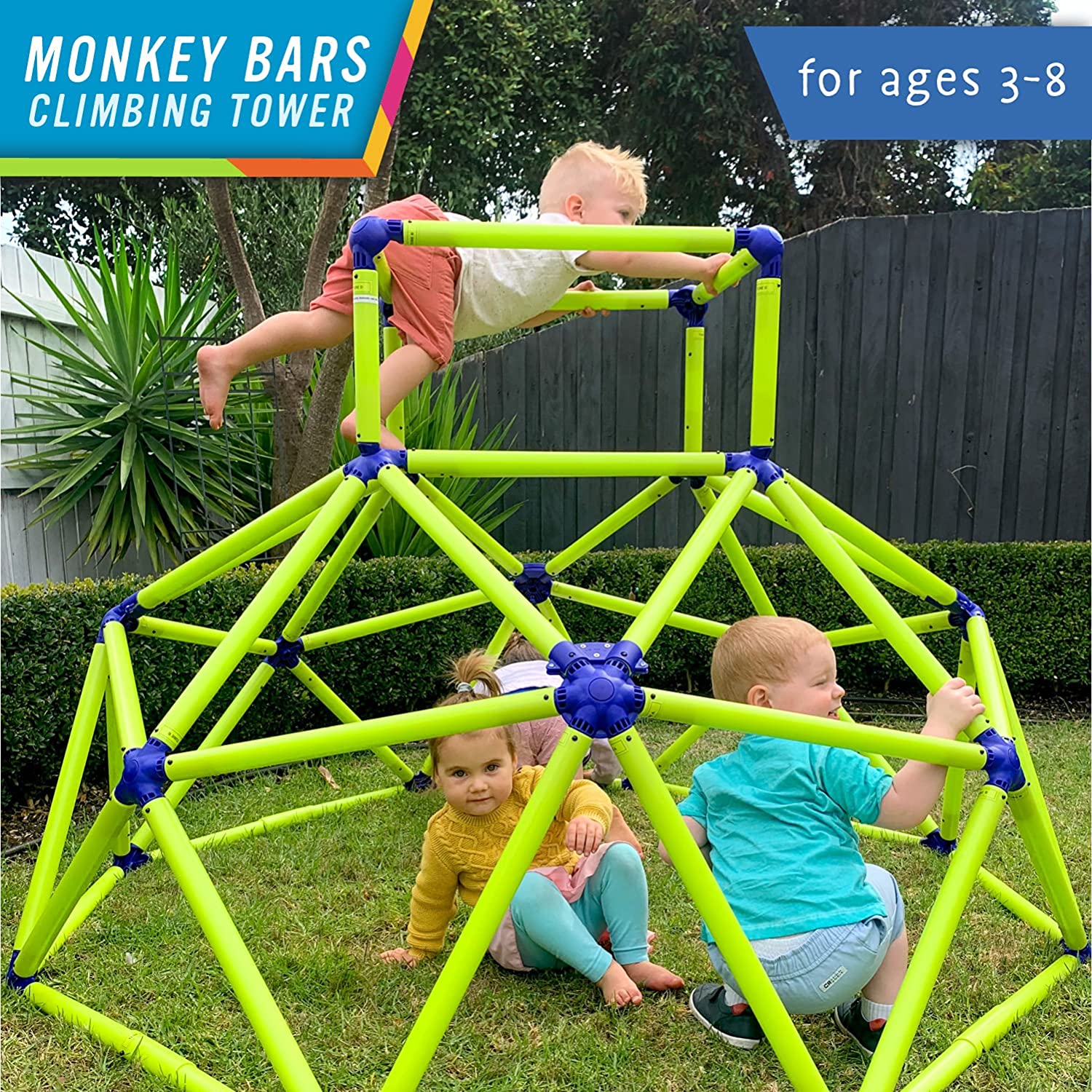 Eezy Peezy, Eezy Peezy Monkey Bars Climbing Tower Playset - Easy Assembly - Indoor and Outdoor Use