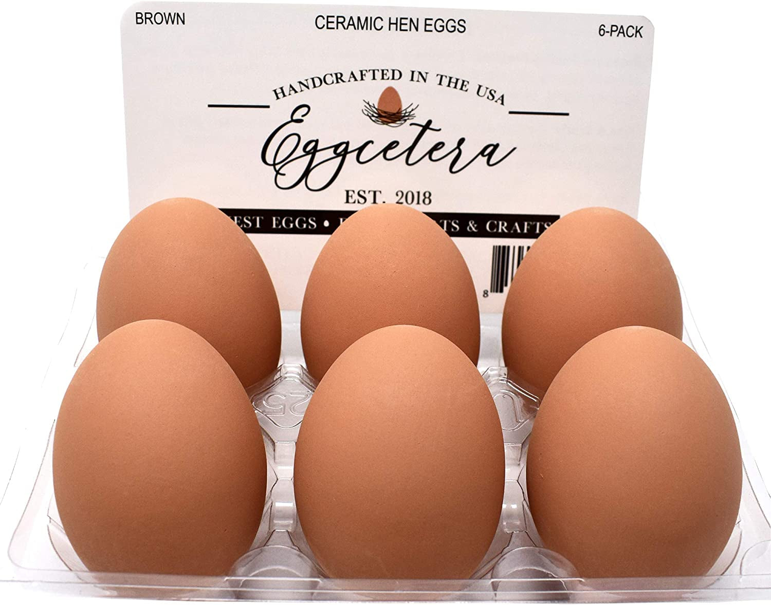 Eggcetera, Eggcetera Ceramic Nest Eggs 6-Pack (Brown Speckled)