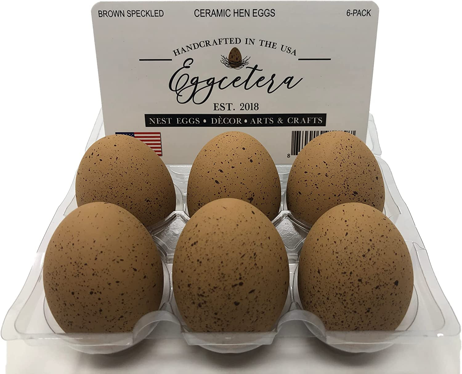 Eggcetera, Eggcetera Ceramic Nest Eggs 6-Pack (Brown Speckled)