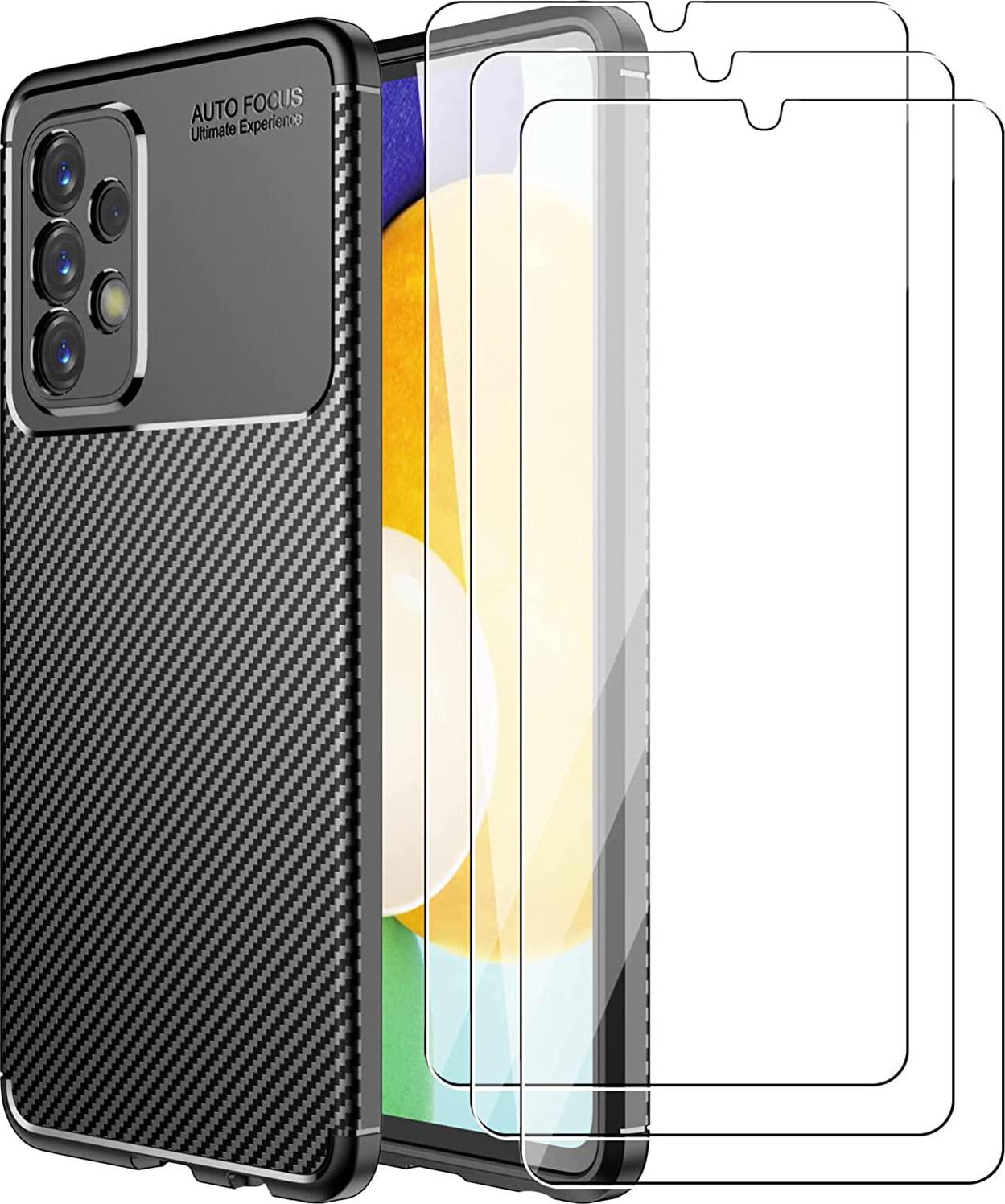 Electro-weideworld, Electro-weideworld Case for SamsungÂ GalaxyÂ A23 + [3 Pack] Screen Protector, Shock-Absorption Flexible Silicone Protective Cover Phone Case for SamsungÂ GalaxyÂ A23, Black