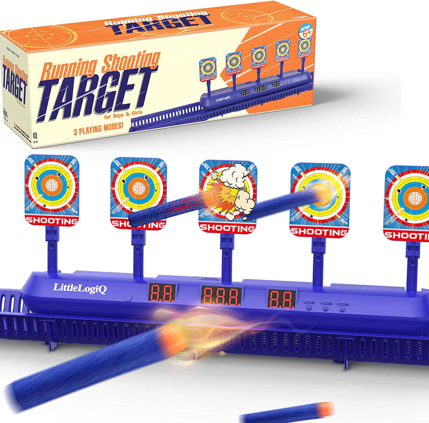 LITTLELOGIQ, Electronic Shooting Target, LITTLELOGIQ Shooting Games for Kids, Toy for Age 5, 6, 7, 8, 9+ Year Old Boys Girls, Scoring Auto Reset Target, Ideal Gift Set, Compatible with Nerf Foam Guns