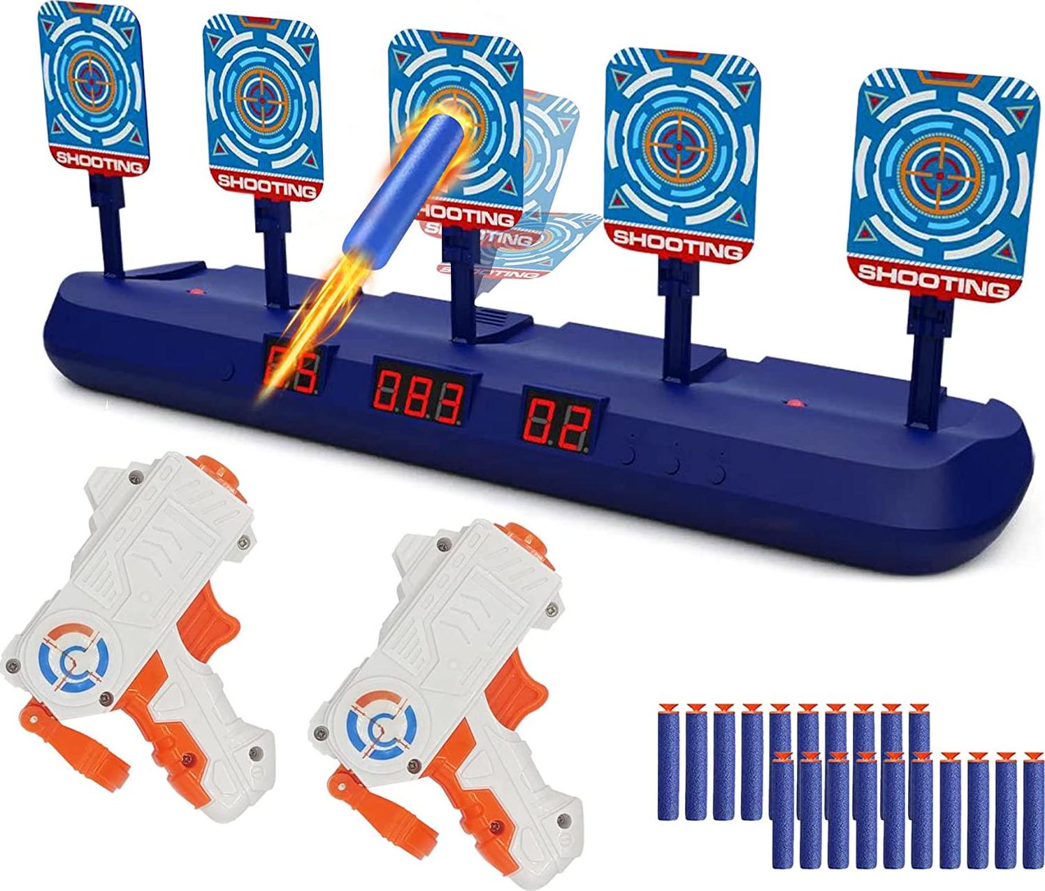 ZENLEA, Electronic Shooting Target with Foam Blaster and 2 Toy Guns, Electronic Scoring Auto Reset Digital Targets for Nerf Guns Toys Shooting Game Toy for Age of 5,6,7,8,9,10+ Years Old Kids Boys Girls