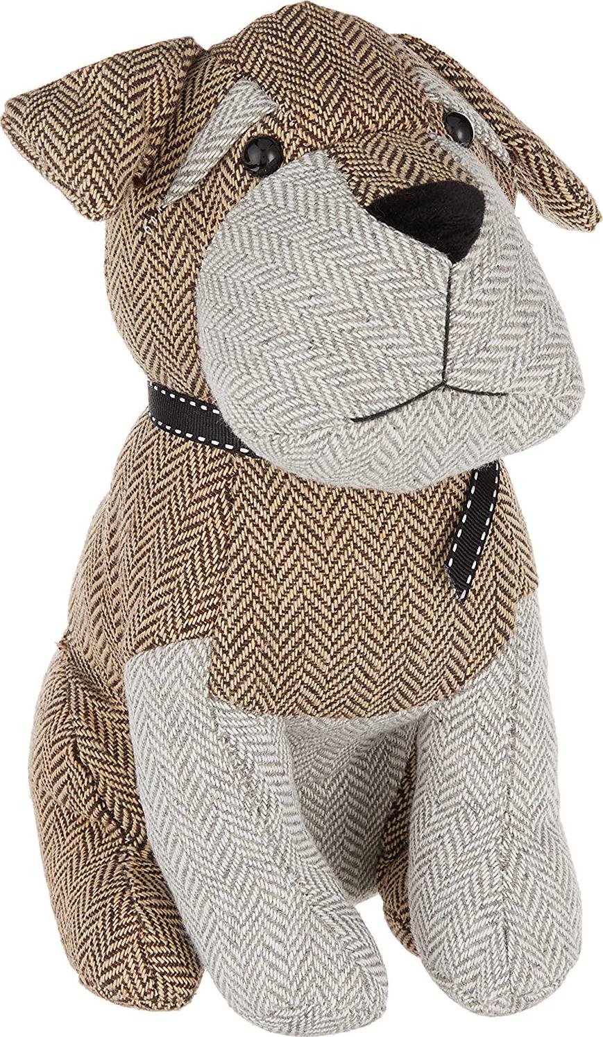 ELEMENTS, Elements Cute Door Stopper for Home and Office - Tweed Brown Dog Weighted Fabric Animal Door Stopper, 10-Inch, Multicolor
