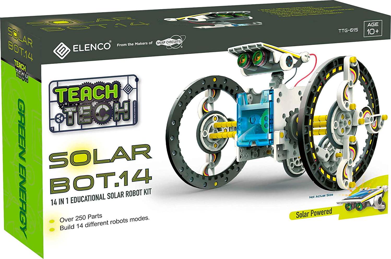 Elenco, Elenco Teach Tech SolarBot.14, Transforming Solar Robot Kit, STEM Learning Toys for Kids 10+
