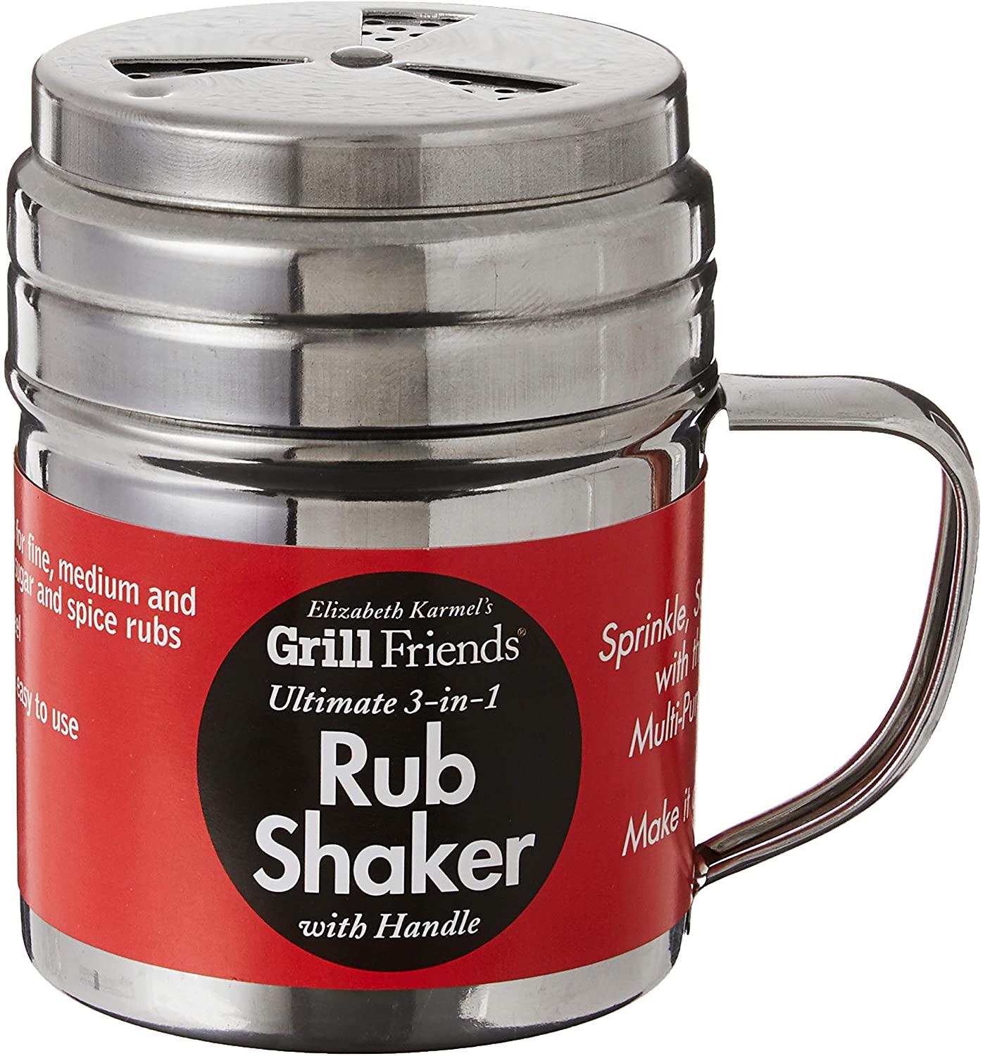 HIC Harold Import Co., Elizabeth Karmel s Adjustable Dry Rub Shaker with Holes for Medium and Coarse Grind Seasonings, Stainless Steel, 1-Cup Capacity