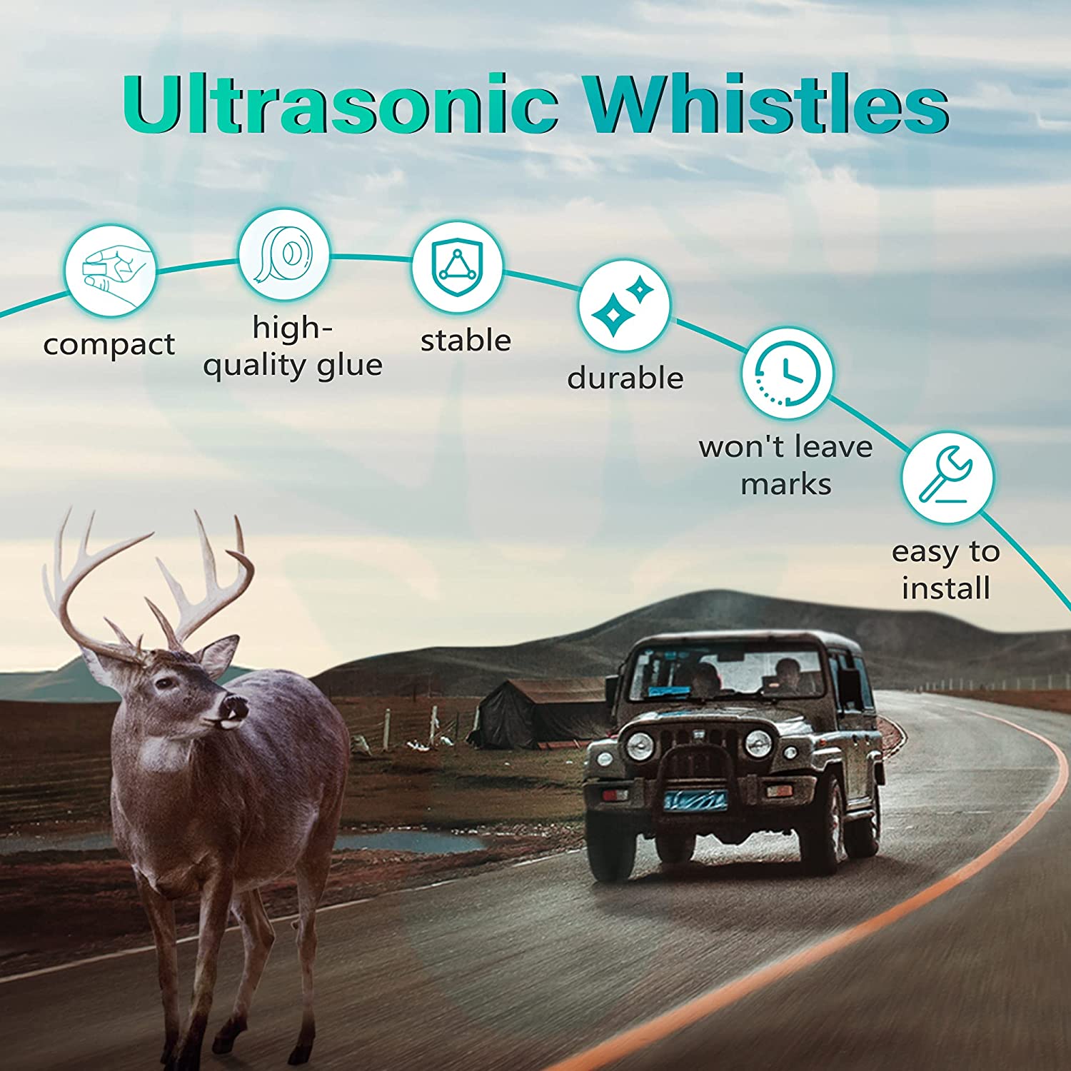 Elook, Elook Upgraded Deer Whistles for Car, Save Deer Whistle for Vehicles and Trunks, Three- Horn, 2 Pack (Patent Pending)
