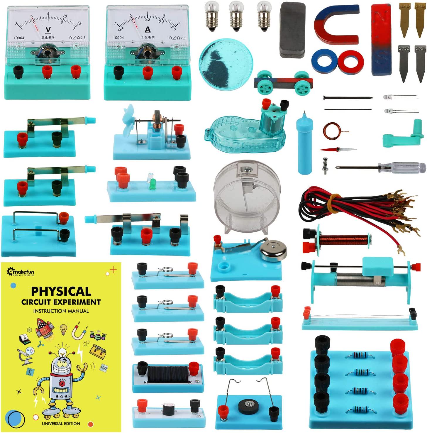 Emakefun, Emakefun STEM Physics Science Lab Basic Circuit Learning Starter Kit Electricity and Magnetism Experiment for Kids Junior Senior High School Students Electromagnetism Elementary Electronics