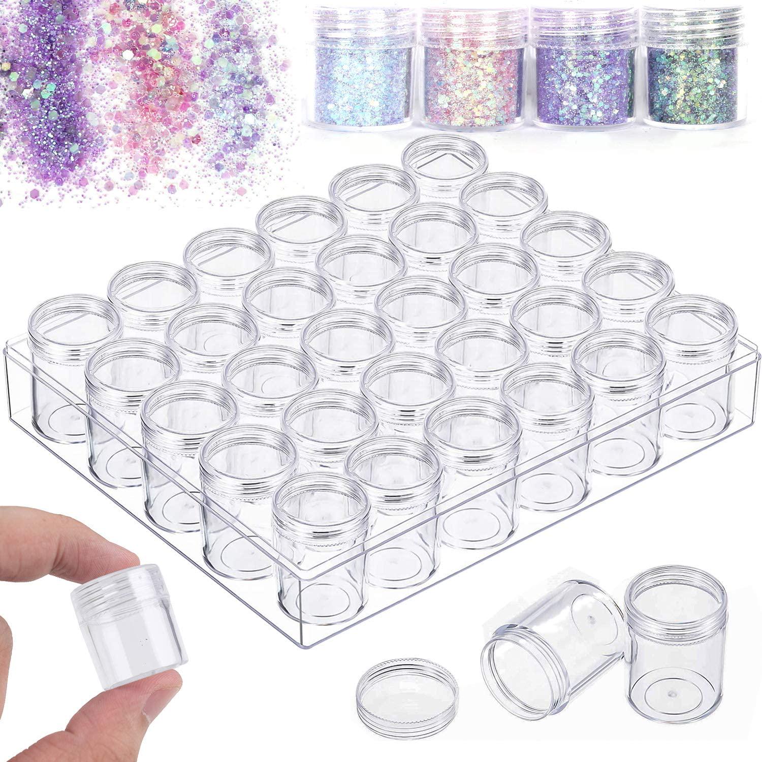 BigOtters, Embroidery Diamond Storage Box, 30PCS Small Clear Plastic Bead Containers with Lid for Jewelry Painting DIY Art Craft Rhinestones Sewing Cosmetic Nail Glitter Powder