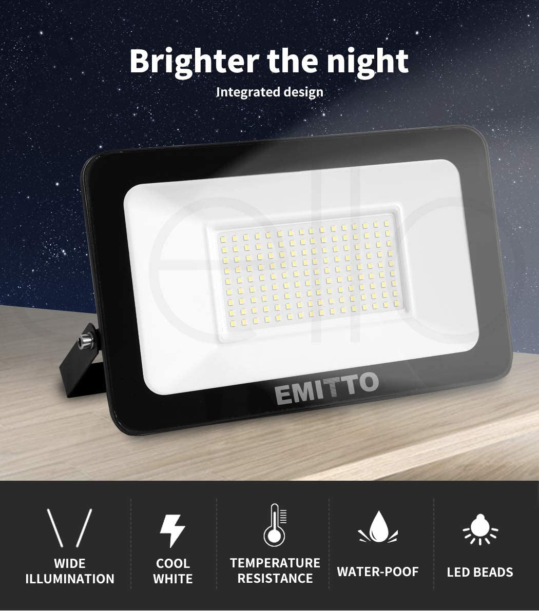 EMITTO, Emitto LED Flood Light 100W Outdoor Floodlights Lamp 220V-240V IP65 Cool White