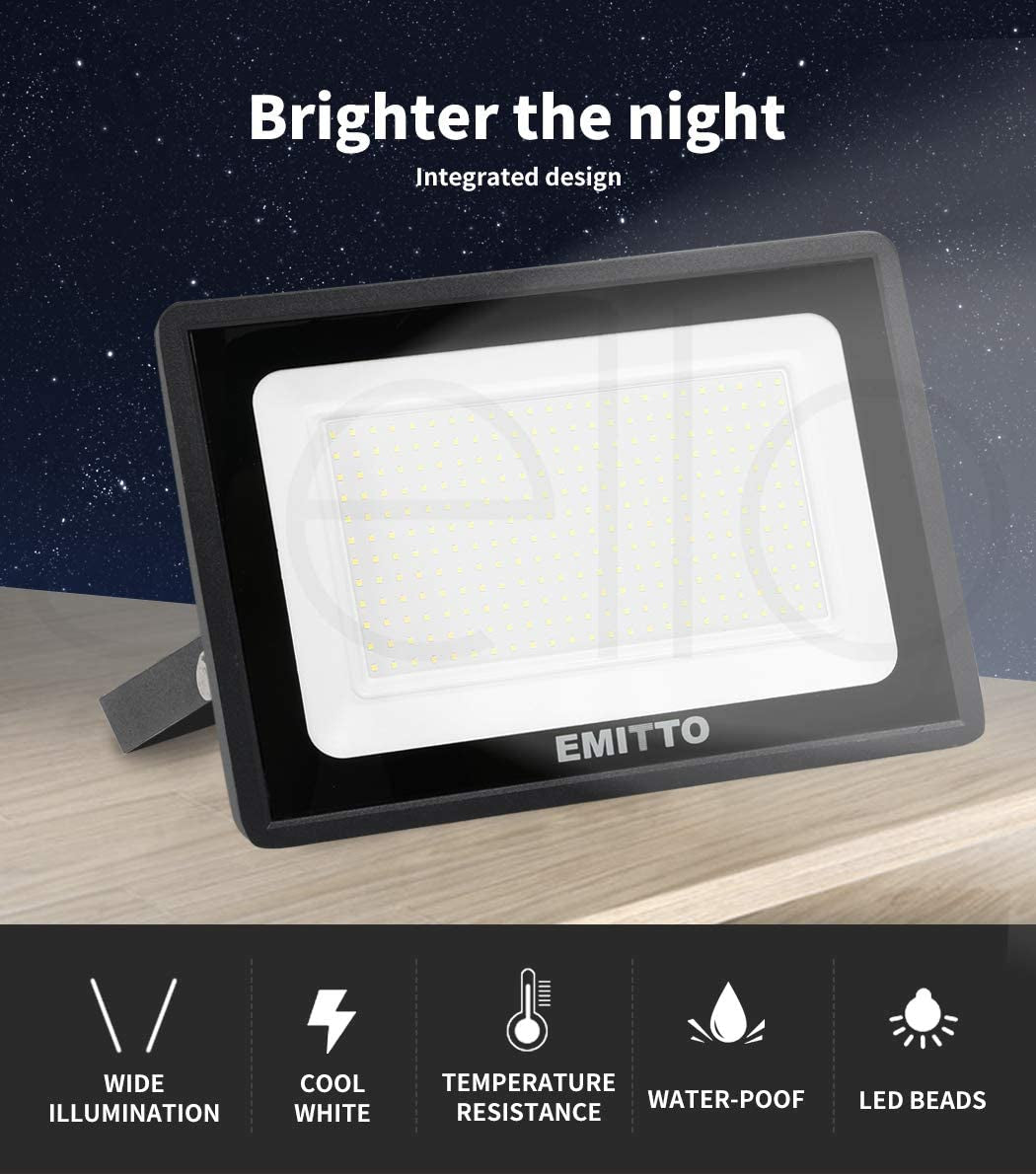 EMITTO, Emitto LED Flood Light 200W Outdoor Floodlights Lamp 220V-240V Cool White