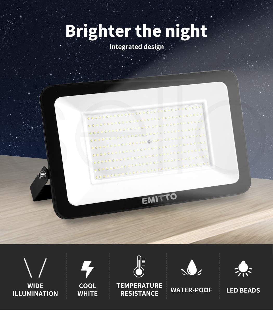 EMITTO, Emitto LED Flood Light 200W Outdoor Floodlights Lamp 220V-240V IP65 Cool White