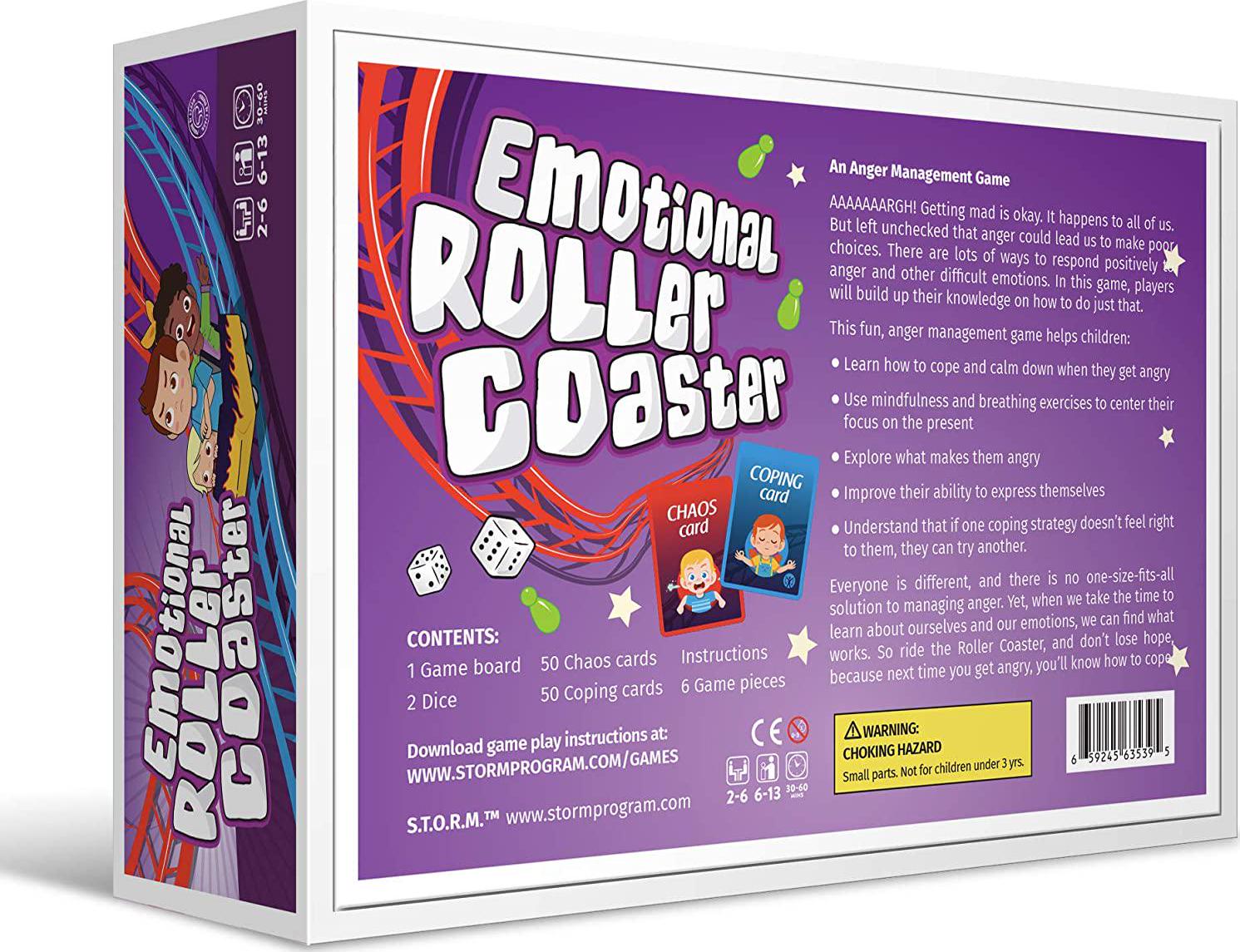 S.T.O.R.M., Emotional Rollercoaster | Anger Management Board Game for Kids and Families | Therapy Learning Resources | Anger Control Card Game | Emotion Board Games Games for Kids Ages 4-8 -12 | Social Emotional
