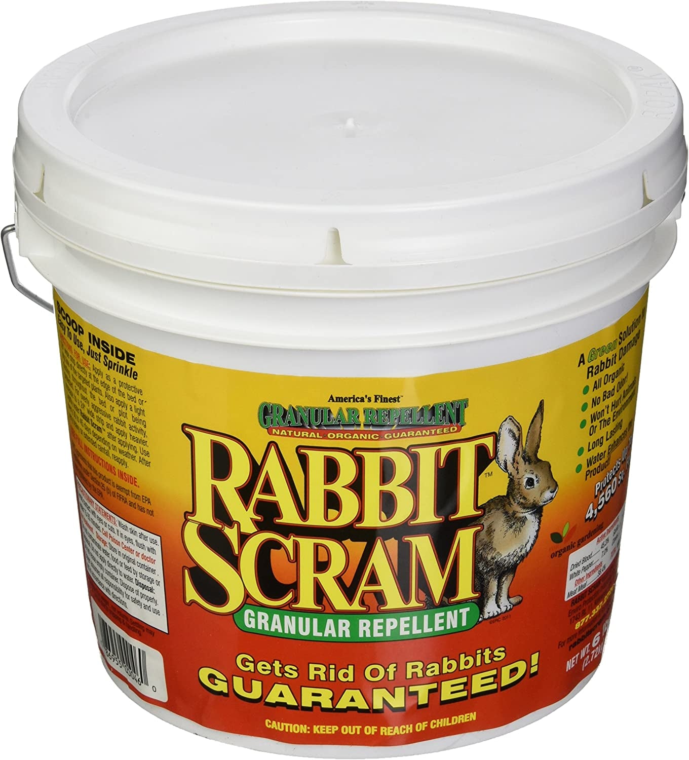 Enviro Pro, Enviro Pro 11006 Rabbit Scram Repellent Granular White Pail, 6 Pounds