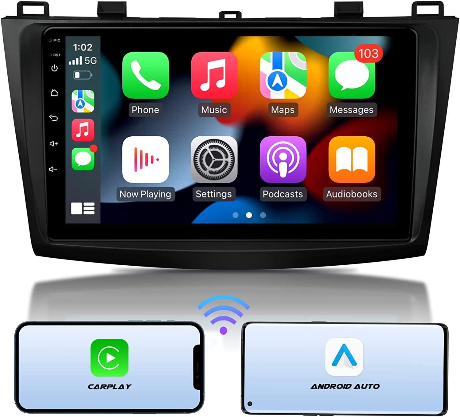 Eonon, Eonon Android 11 Car Stereo, CarPlay and Android Auto Car Stereo Receiver, 9 Inch Single Din Car Radio Applicable to Mazda 3 (2010-2013), Built-in DSP/IPS Display, Support Custom UI/Bluetooth 5.0-R63