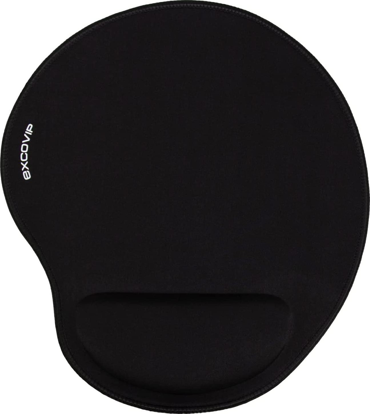 excovip, Ergonomic Stitched Edges Mouse Pad with Wrist Support -Excovip Smooth Surface Wrist Rest Mousepad, Black Mouse Mat with Non-Slip Rubber Base and Soft Memory Foam 9101