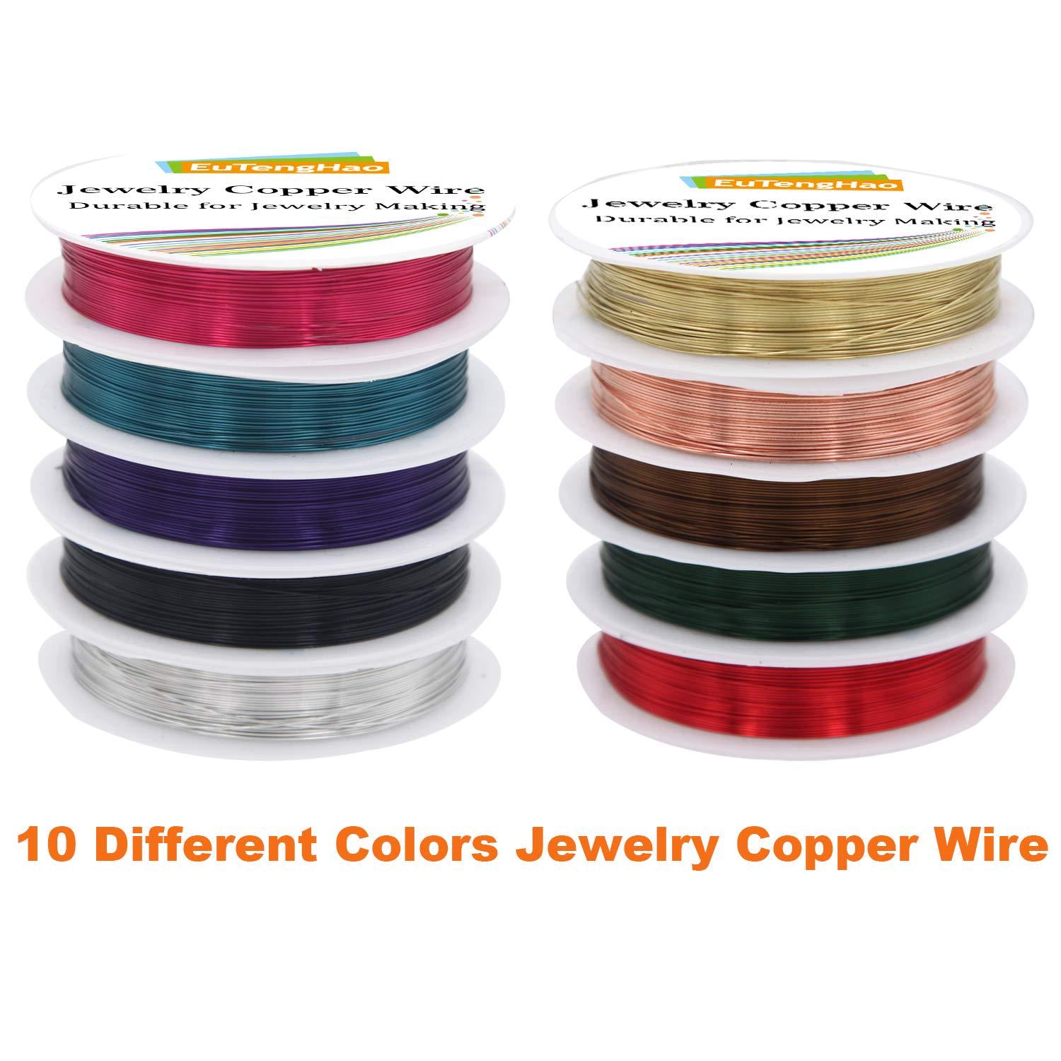 EuTengHao, EuTengHao 10 Packs Jewelry Copper Wire Craft Jewelry Beading Wire for Bracelet Necklaces Earring Jewelry Making Supplies (10 Colors,26 Gauge)