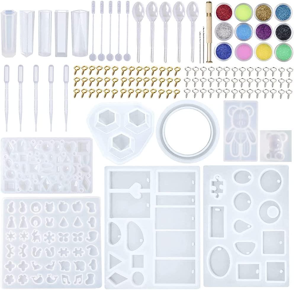 EuTengHao, EuTengHao 229Pcs DIY Jewelry Casting Molds Tools Set More Than 120 Designs Contains 9 Silicone Resin Jewelry Molds with 70 Designs,1 Earring Molds with 25 Designs,2 Necklace Bear Molds,3 Diamonds Mold
