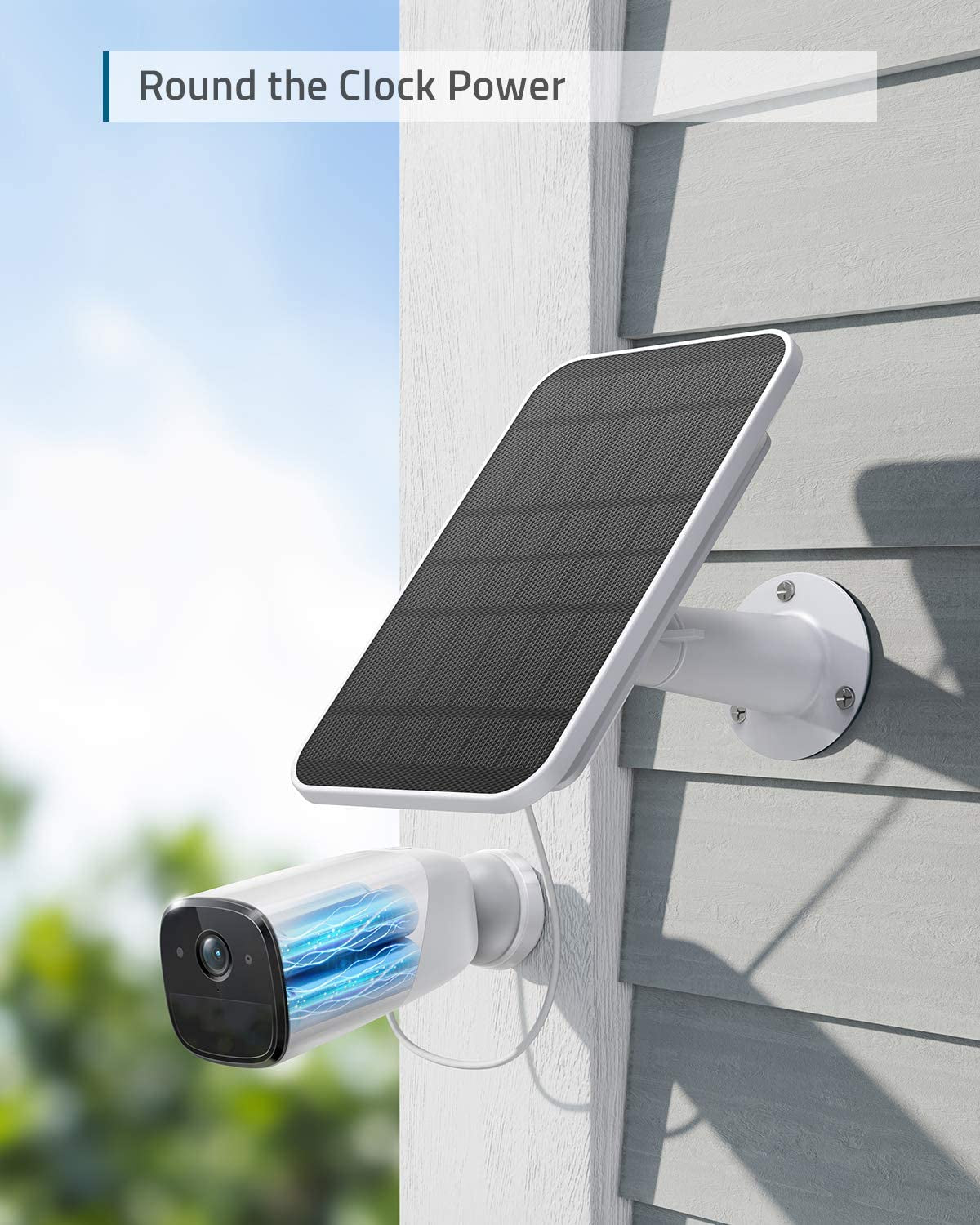 Eufy, Eufy Security by Anker Eufycam Solar Panel Charges , 360-Degree Mounting, 2.6W High-Efficiency Continuous Charge, IP65 Weatherproof White,T8700021