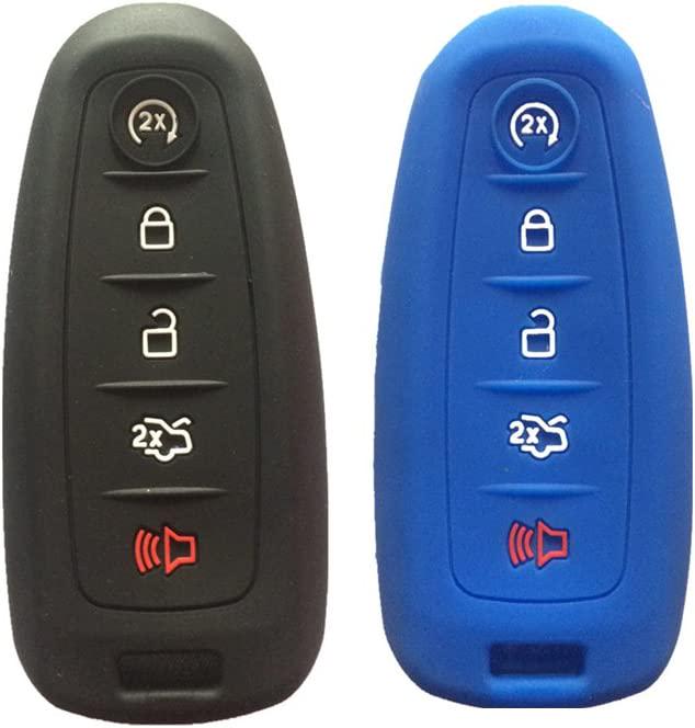 Ezzy Auto, Ezzy Auto Black and Navy Blue Silicone Key Fob Case Covers Smart Key Case Shell Key Protector Key Jacket for Lincoln Ford 5 Buttons