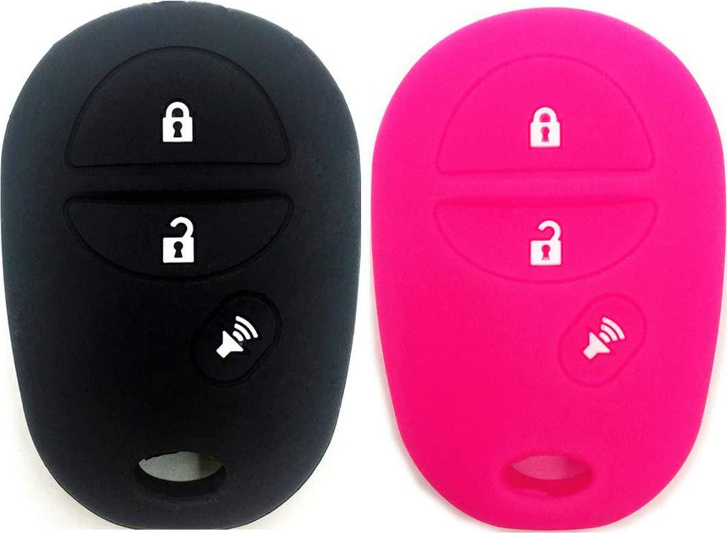 Ezzy Auto, Ezzy Auto Silicone Rubber Key Fob Case Key Covers Key Jacket Skin Protectors fit for Toyota Highlander Sequoia Sienna Tacoma Tundra Black and Rose