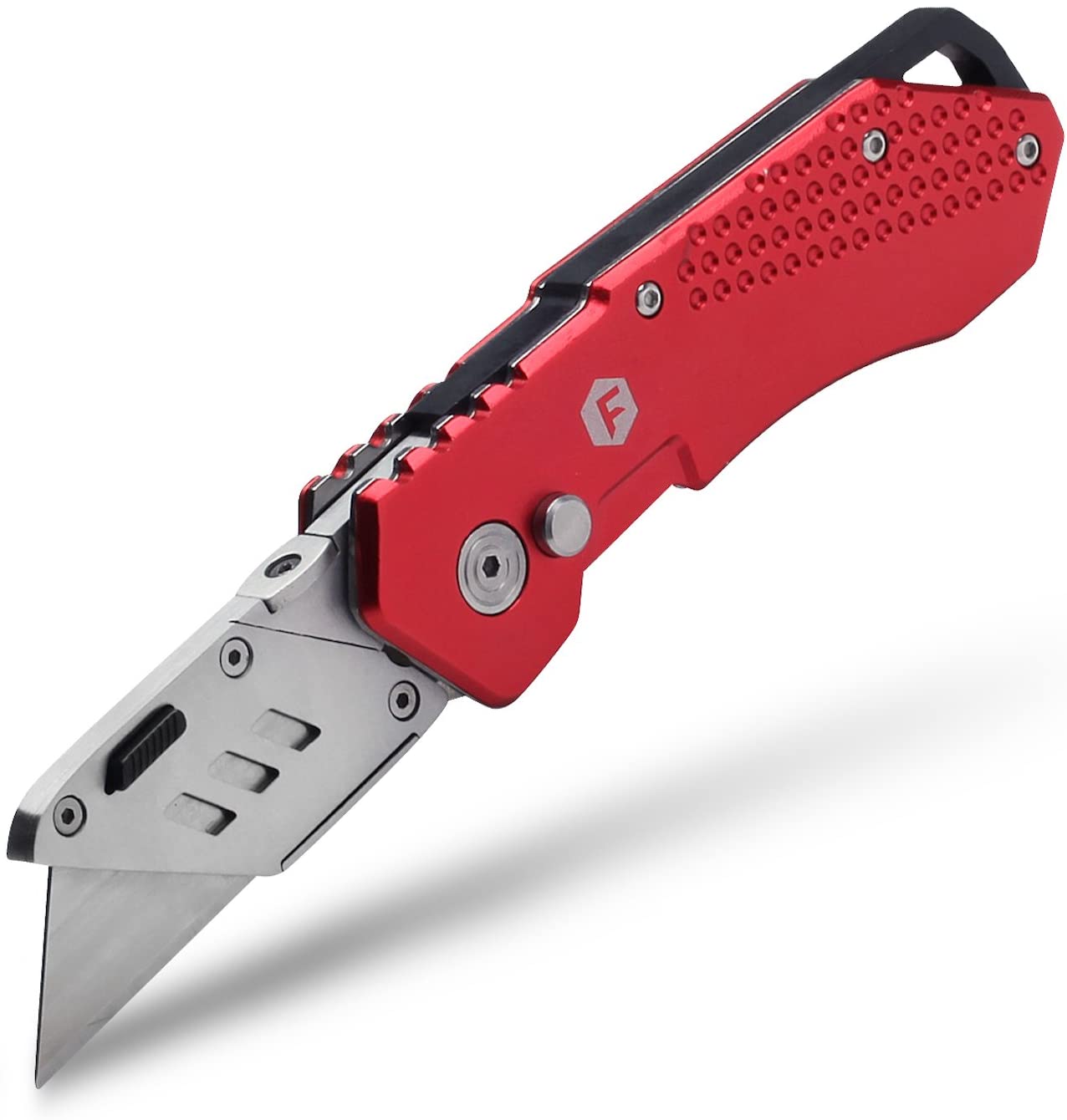 Fancii, FC Folding Pocket Utility Knife - Heavy Duty Box Cutter with Holster, Quick Change Blades, Lock-Back Design, and Lightweight Aluminum Body