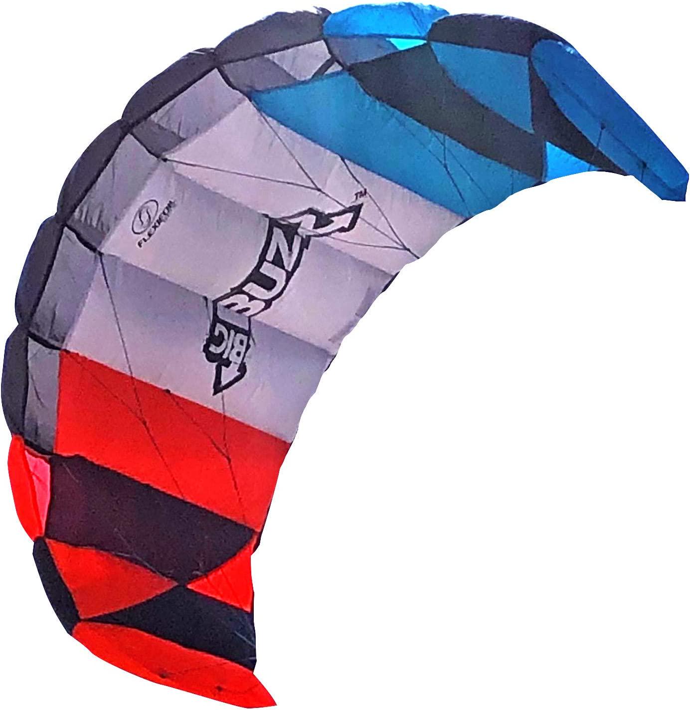 FLEXIFOIL, FLEXIFOIL 2.05m Power Kite Big Buzz Sport Foil | Kids and Adult Kiting | Beach Summer Trick Kites | Outside Stunt Toy | Outdoor Games and Family Activities | Two String Lines and Handles | Easy to Fly 1.6m²